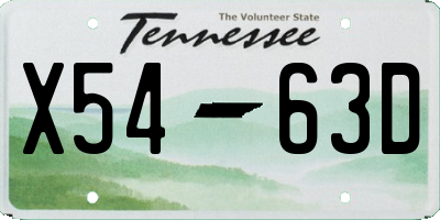 TN license plate X5463D