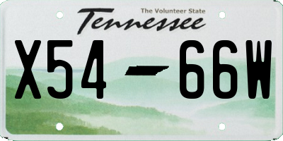 TN license plate X5466W