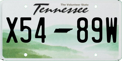 TN license plate X5489W