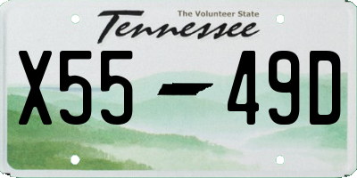 TN license plate X5549D