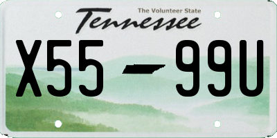 TN license plate X5599U