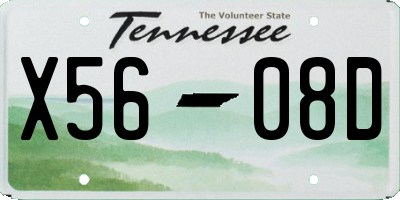 TN license plate X5608D