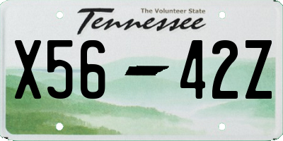TN license plate X5642Z