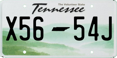 TN license plate X5654J