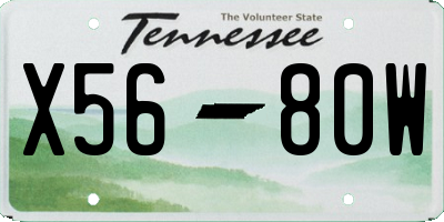 TN license plate X5680W