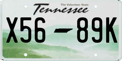 TN license plate X5689K