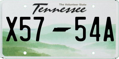 TN license plate X5754A
