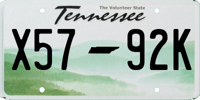 TN license plate X5792K