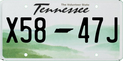 TN license plate X5847J