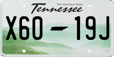 TN license plate X6019J