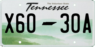 TN license plate X6030A