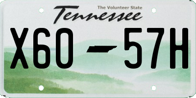 TN license plate X6057H
