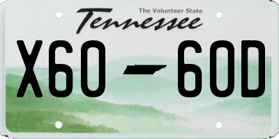 TN license plate X6060D