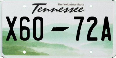 TN license plate X6072A
