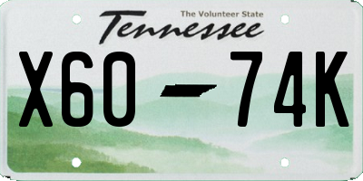 TN license plate X6074K