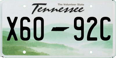TN license plate X6092C