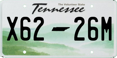 TN license plate X6226M