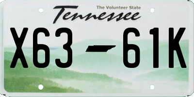 TN license plate X6361K