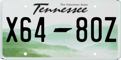 TN license plate X6480Z