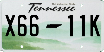 TN license plate X6611K