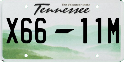 TN license plate X6611M
