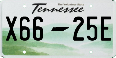 TN license plate X6625E