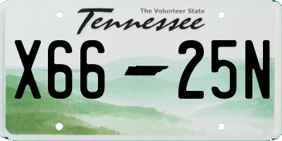 TN license plate X6625N