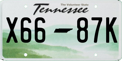 TN license plate X6687K