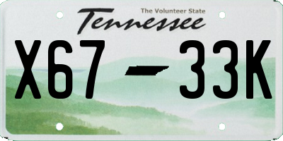TN license plate X6733K