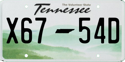 TN license plate X6754D