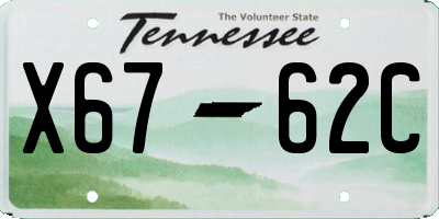 TN license plate X6762C