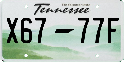 TN license plate X6777F