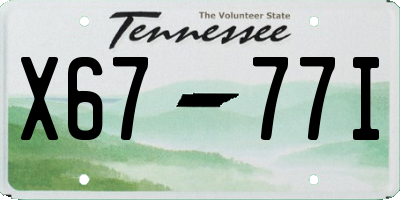 TN license plate X6777I