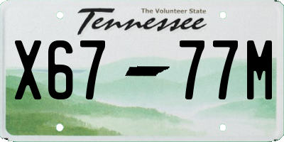 TN license plate X6777M