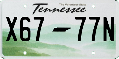 TN license plate X6777N