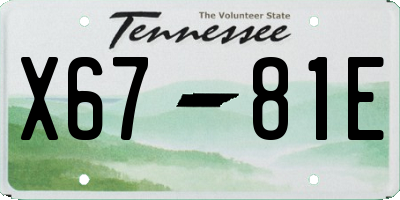 TN license plate X6781E