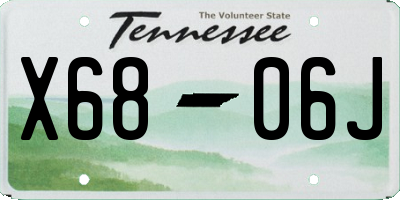 TN license plate X6806J