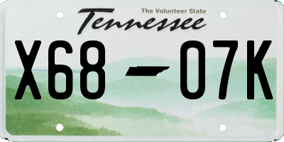 TN license plate X6807K