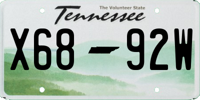 TN license plate X6892W