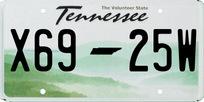 TN license plate X6925W