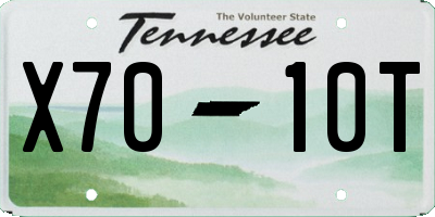 TN license plate X7010T