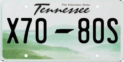 TN license plate X7080S