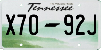 TN license plate X7092J