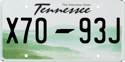 TN license plate X7093J