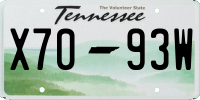 TN license plate X7093W