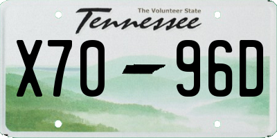 TN license plate X7096D