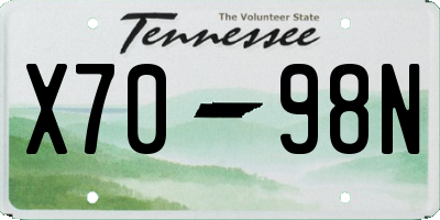 TN license plate X7098N