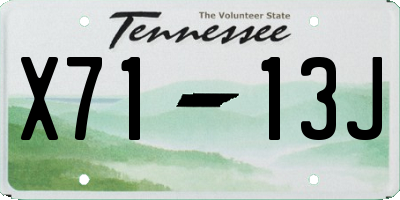 TN license plate X7113J