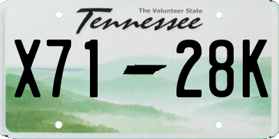 TN license plate X7128K