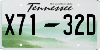TN license plate X7132D